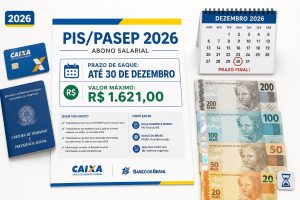PIS Pasep 2026: saque até 30 de dezembro e valor de até R$ 1.621