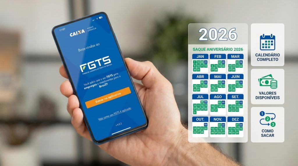 Saque-aniversário FGTS 2026: calendário, valores e como sacar