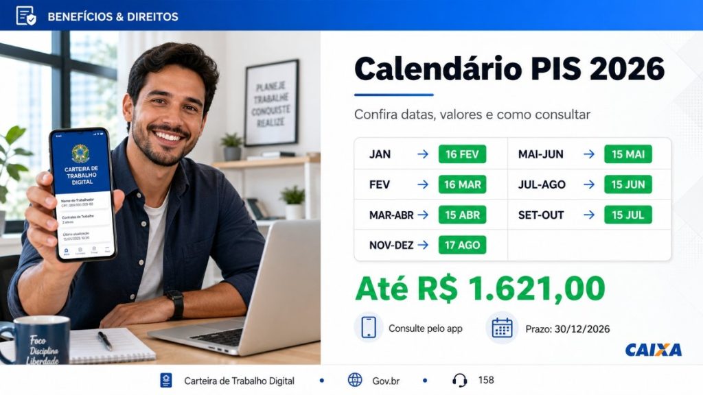 Calendário PIS 2026: datas, valores e como consultar