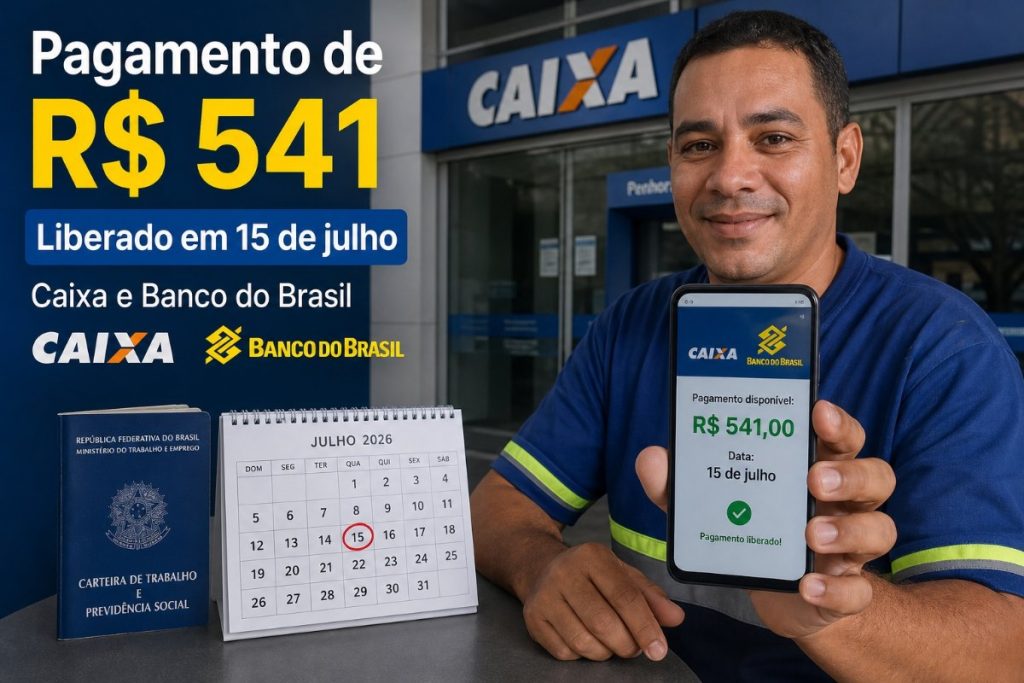 Pagamento de 541 reais é liberado por Caixa e Banco do Brasil em 15 de julho