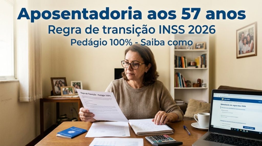 Regra de transição INSS: como se aposentar aos 57 anos em 2026