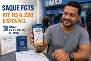 Saque calamidade FGTS: R$ 6.220 pela Caixa com prazos em 23, 25, 28 e 29 de junho