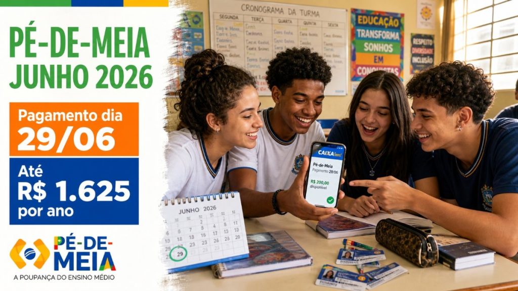 Pé-de-Meia de junho: pagamentos começam dia 29 e podem chegar a R$ 1.625