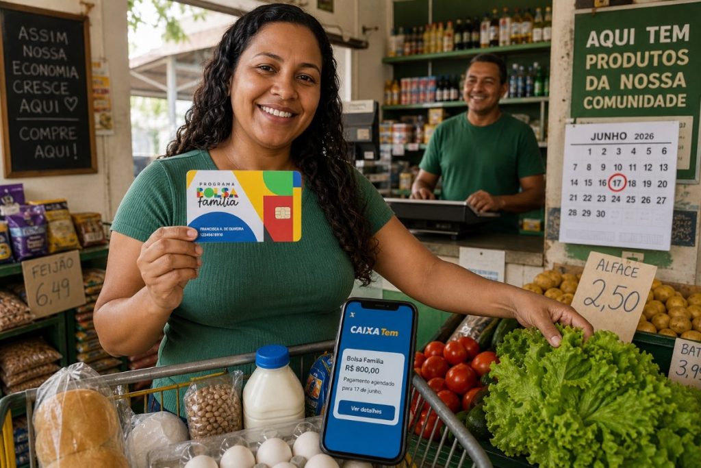 Bolsa Família junho 2026: Caixa paga R$ 800 em 17 de junho
