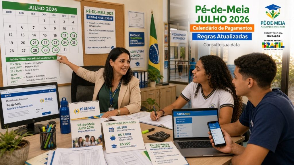 Calendário Pé-de-Meia julho: pagamentos e regras atualizadas